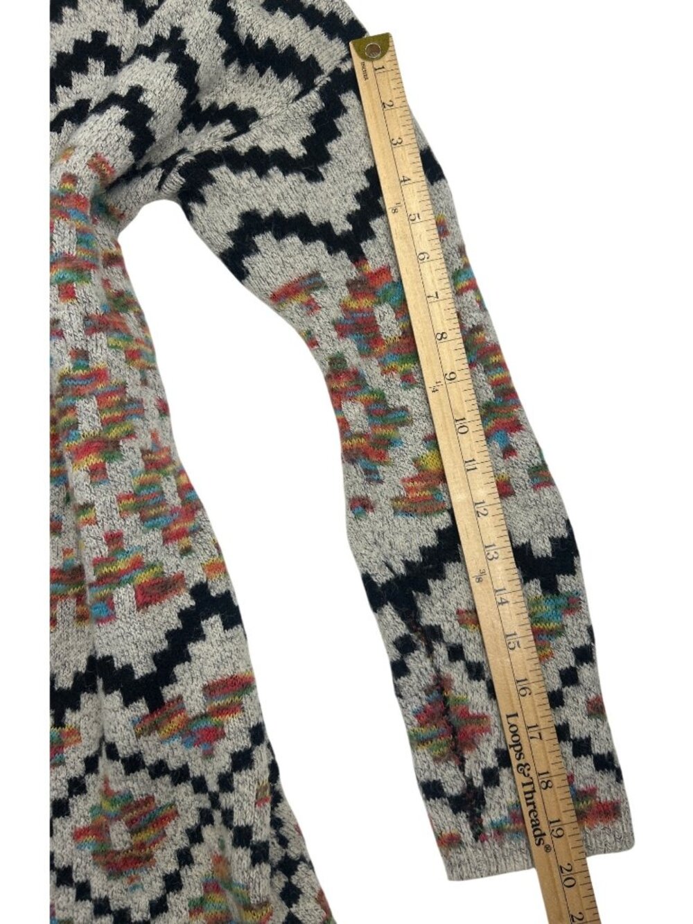 Dreamers by debut Open Cardigan Sz L Multicolor Aztec Geometric Southwest Knit - Picture 8 of 10